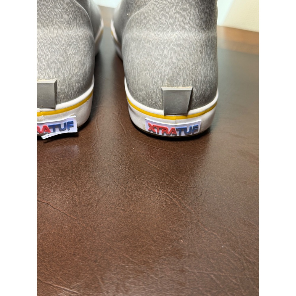 XTRATUF Kids Ankle Deck Boots Grey Yellow Waterproof Rain Boots Size 5 - Picture 5 of 10